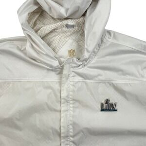 NFL Super Bowl LIV Miami Mens 2XL White Hooded Windbreaker Jacket Lightweight